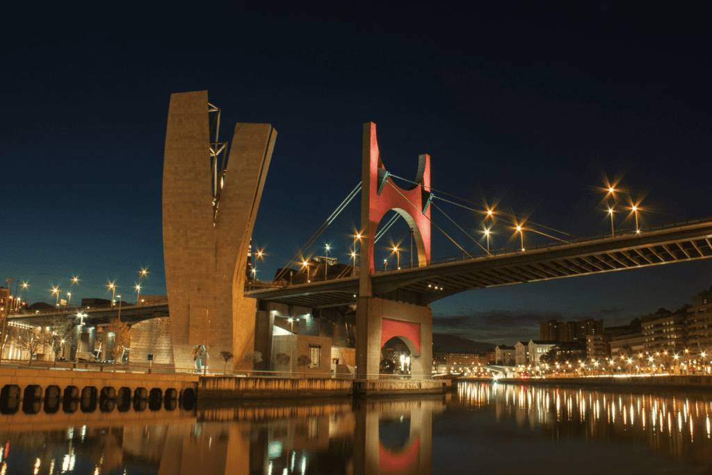 nighttime in bilbao spain
